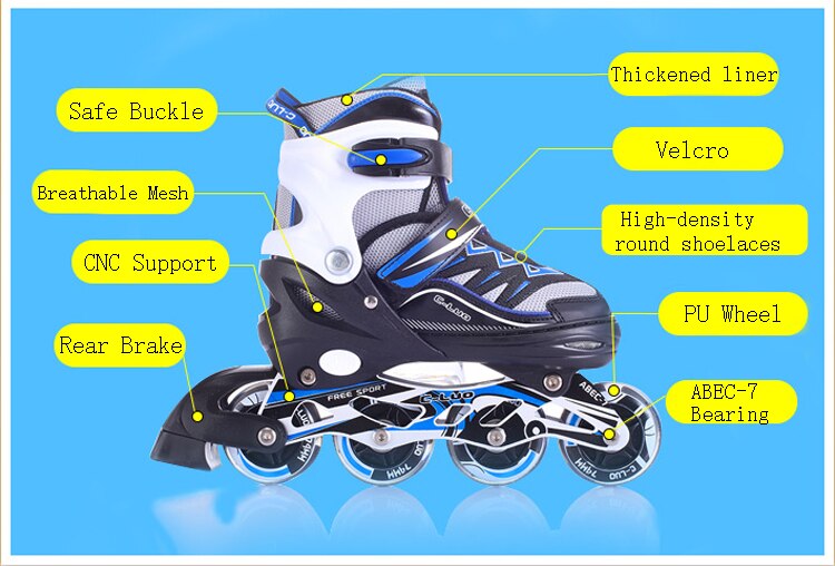 PU Wheels Safe Speed Sliding Inline Roller Skates Skate Shoes Sneakers Patins For Kids Children Adults Men Women Self