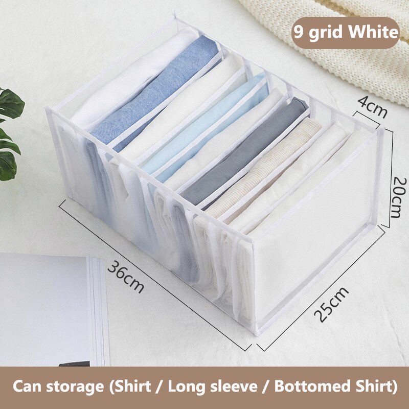 Clothes Organizer Wardrobe Clothes Storage Box Organizer Box Socks Underwears Bras Storage Compartments Jeans Storage Box: 9 Grid 36x25x20White