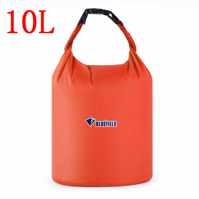 Bluefield 10L 20L draussen Schwimmen Wasserdichte Tasche Camping Rafting Lagerung Trocken Tasche mit Verstellbaren Riemen Haken 5 Farben Wahl: 10L Orange