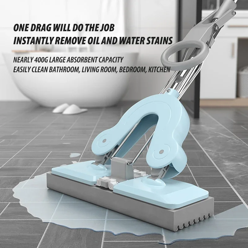 Handsfree Spons Mop voor Knijpen Water Huishoudelijke Mop Schoon Water Absorberende Mop Keuken Badkamer Schoonmaken Vloer Veegmachine