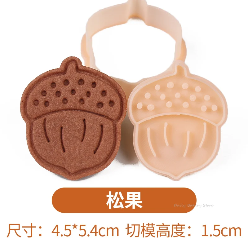 Cartoon Herbst Blätter Eichhörnchen Eule Muster Keks Form Thanksgiving Day Kastanien Tannenzapfen Fondant Cookie Cutter Backen Werkzeug: Armee Grün