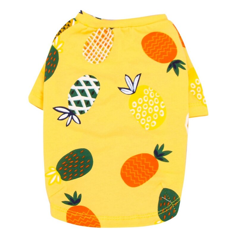 Kesäeläimet t-paita ananas pentu koira kissa lemmikki koiran vaatteet kissat yorkien mekot pehmeät puuvillaiset chihuahuavaatteet: Keltainen / Xl