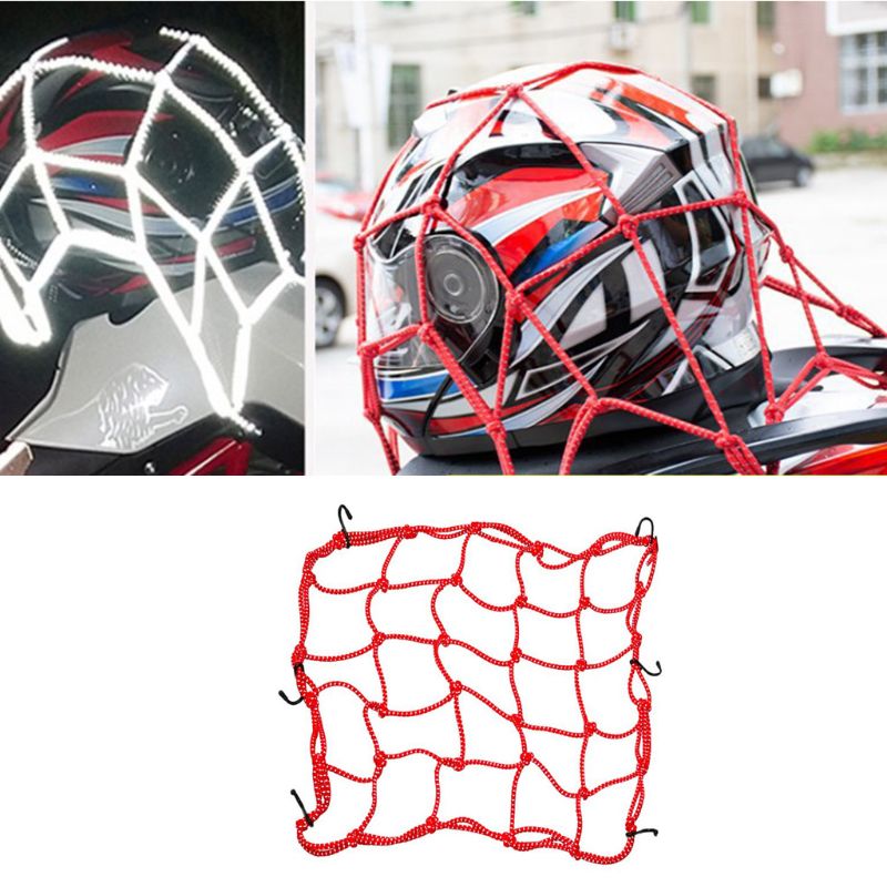Multifunktionelt motorcykel lastnet strækbart reflekterende mesh med plastik kroge metal karabinhager til trailer atv tag opbevaring