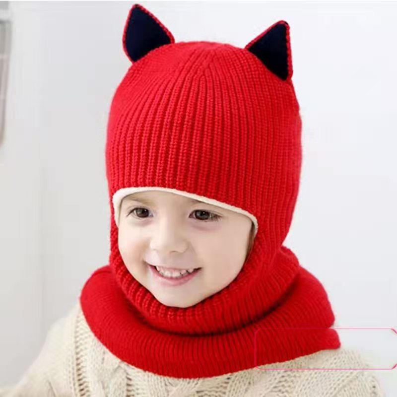 Kid Beanies Cap Scarf Set Kid Plush Ball Baby Girls Scarf Set Winter Warm Caps For Boys Girls 2-6 years old: L