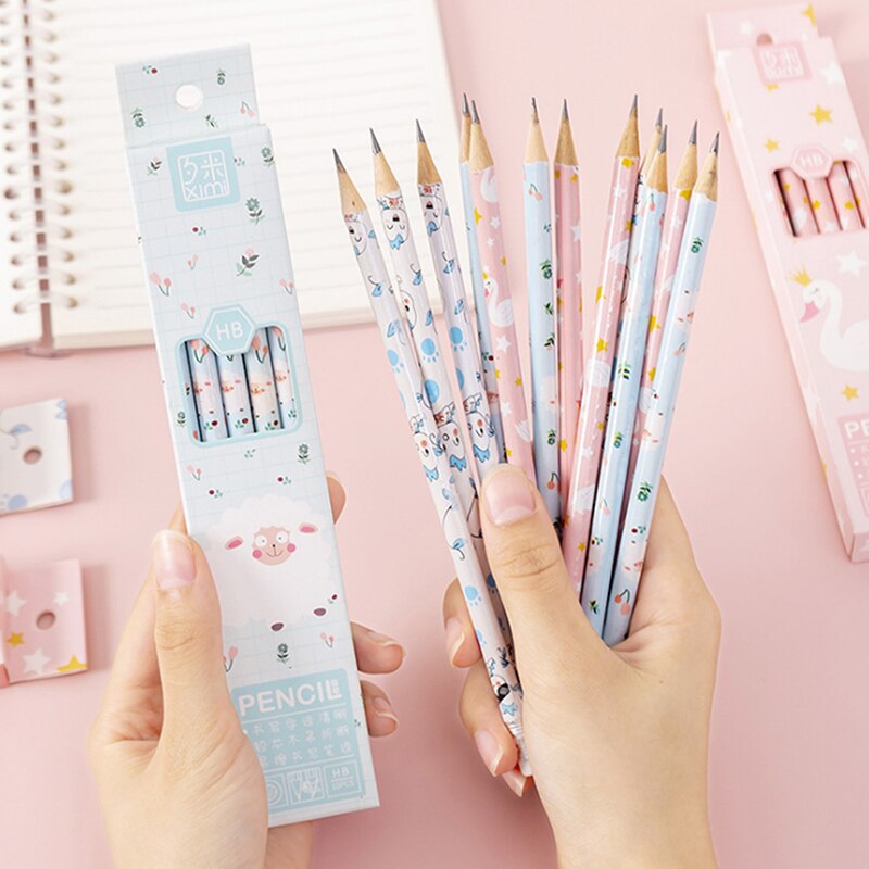 10 Pcs/set Cartoon HB Standard Sketch Pencil Set Wooden Pencil Lot Cartoon Art Supplies Stationery For Student Kids School