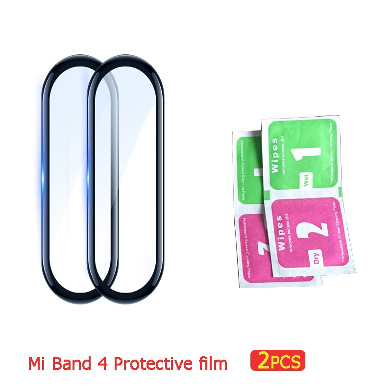 3D Cover Voor Xiaomi Mi Band 4 5 6 Smart Horloge Soft Volledige Nano-Gecoat Gehard Glas Film Screen protector Miband4/5/6 Accessoires: Two piece pack / For Mi band 4