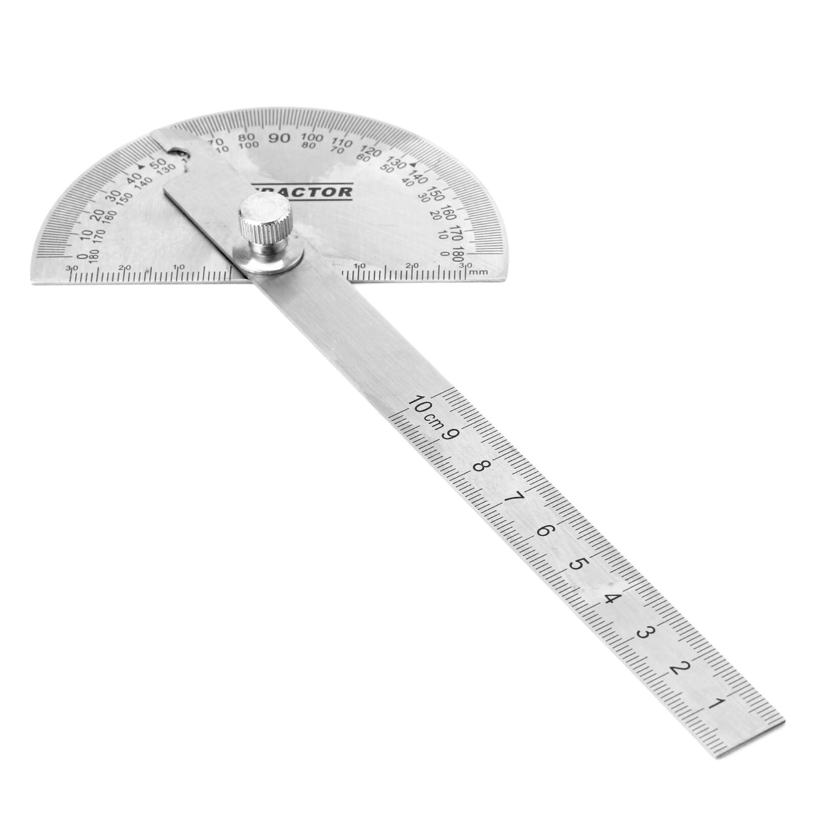 DRELD Stainless Steel 180 Degree Protractor Angle Finder Rotary Measuring Gauges Woodworking Measuring Tool Craftsman Ruler 10cm