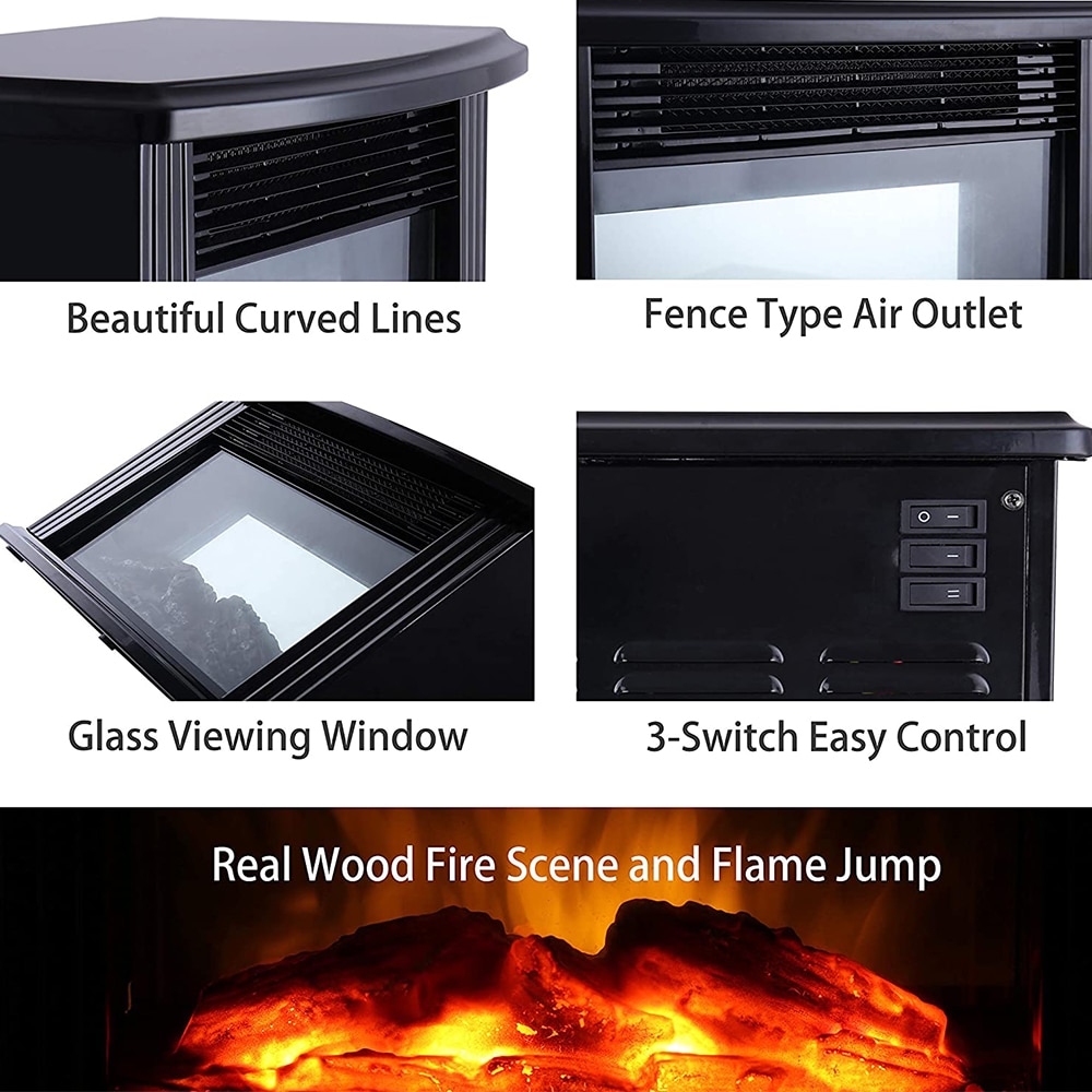 R.W.FLAME 16.5"W 3D Infrared Portable Electric Fireplace Stove,1000W/1500W,Freestanding Stove Heater & Reviews
