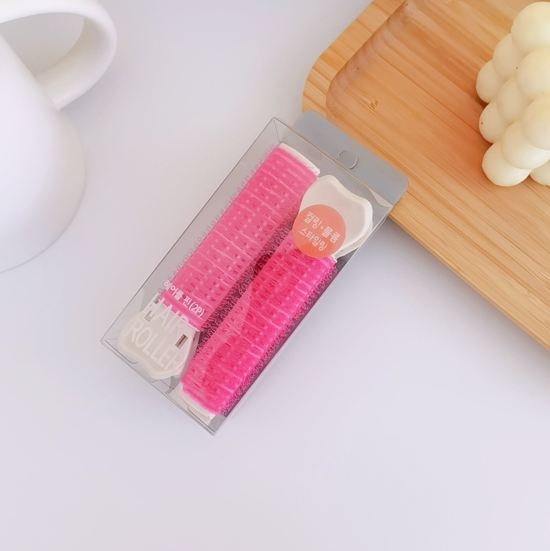 2pcs Hair Curly Clip Hair Root Fluffy Curler Hair Clips Set Hair Self-adhesive Curling Rollers Hairpins Hair Top Styling Tool: Rose Red 2pcs