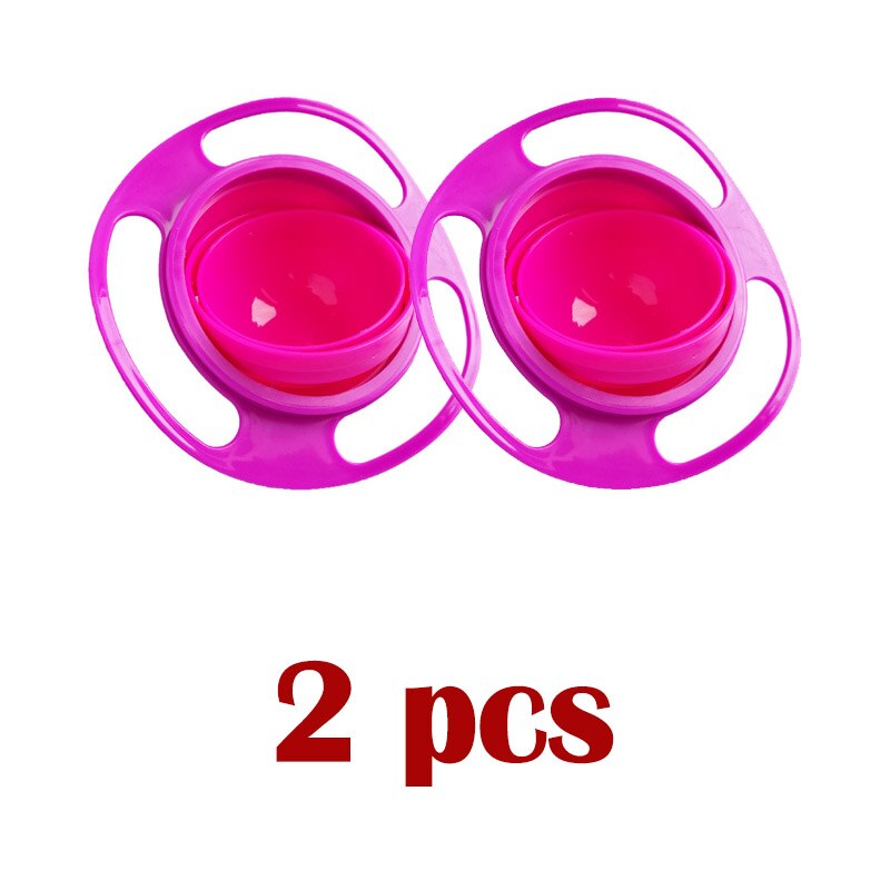 2 Stks/partij Met Deksel Gyro Kom 360 Draaien Praktische Kinderen Balans Gyro Spill-Proof Effen Feeding Kinderen Servies: Violet-2pcs