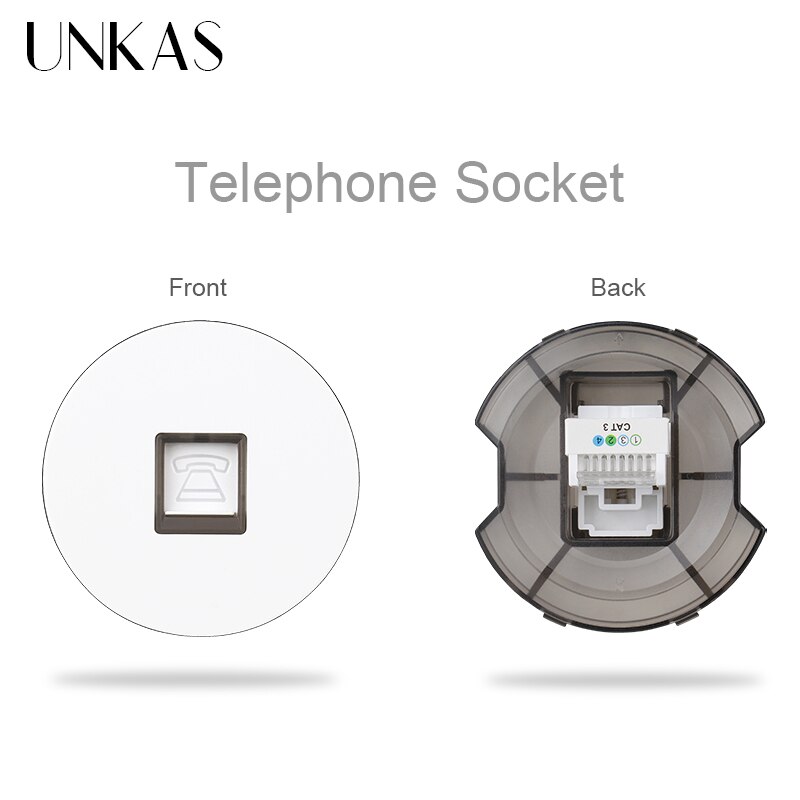 UNKAS DIY Modules Matching TV Connector Port RJ12 Telephone Jack For Wall Power 16A Socket Free Combination Outlet: White Telephone