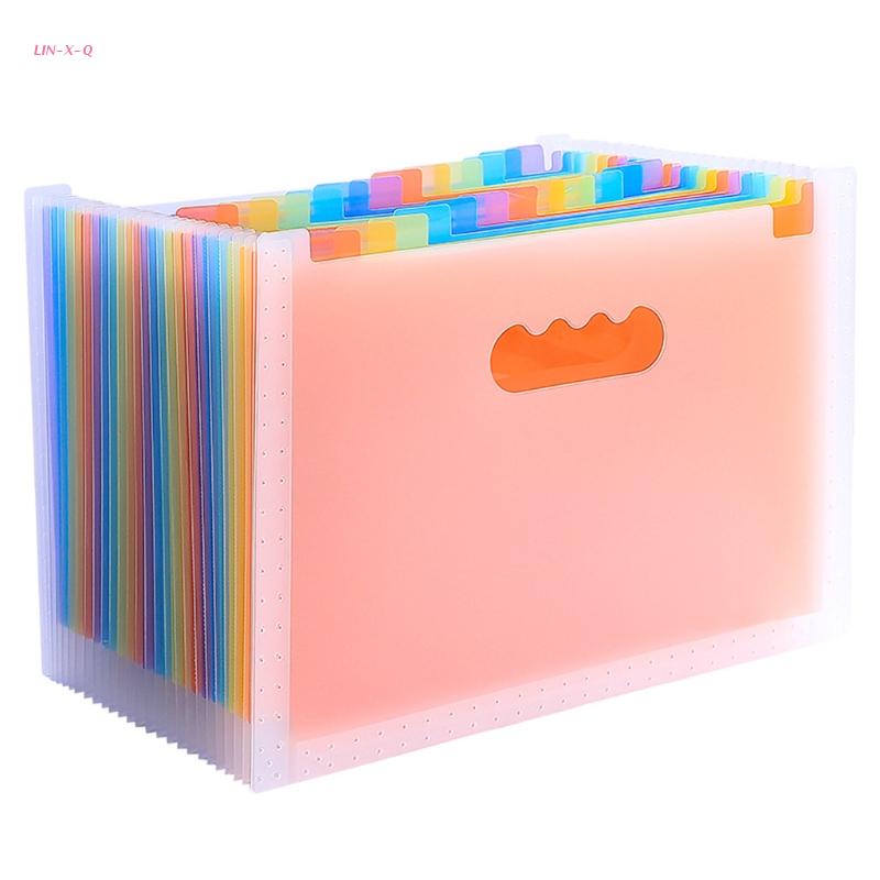 Multi-purpose Standing Document Folder Expandable A4 File Folder 25 Pockets Colored Index Tabs for Office: Transparent color