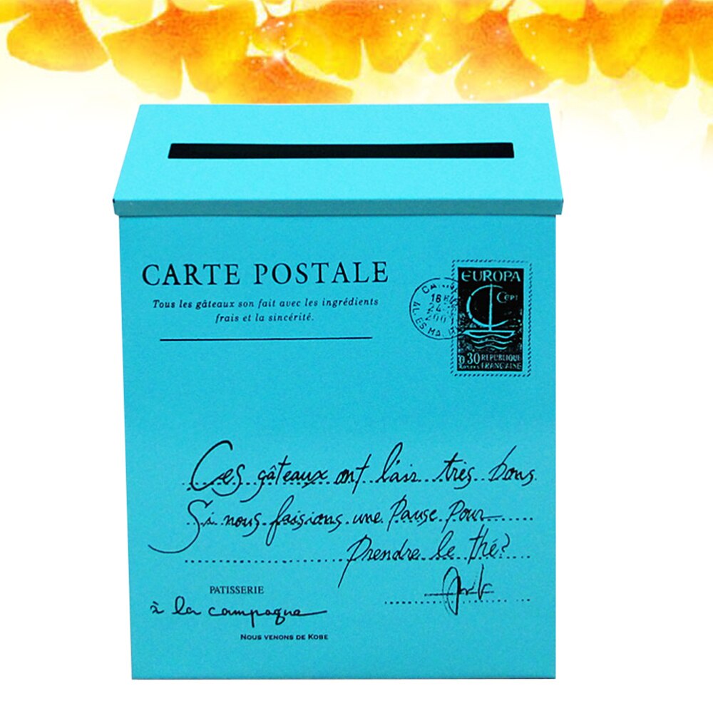 Post Box Mailbox Home Wall Decoration Ornament Photo Prop(Beige White)