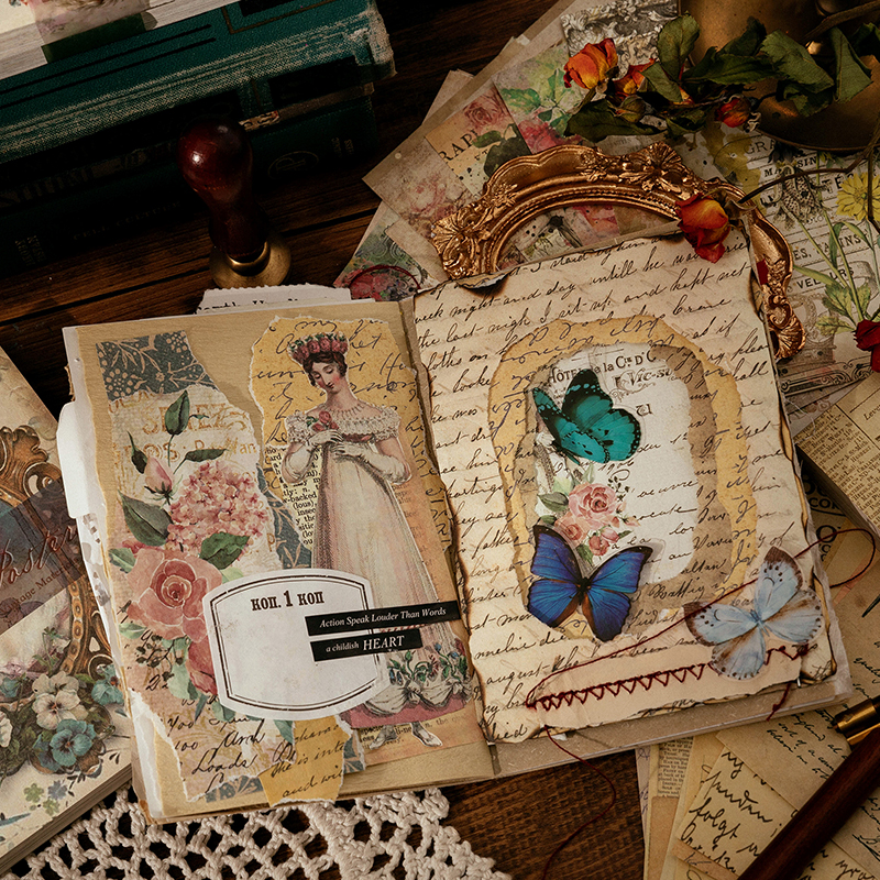 100 pièces matériel Vintage Journal Album fond papier bricolage décoration papier coloré Scrapbooking indésirable Journal papeterie fournitures