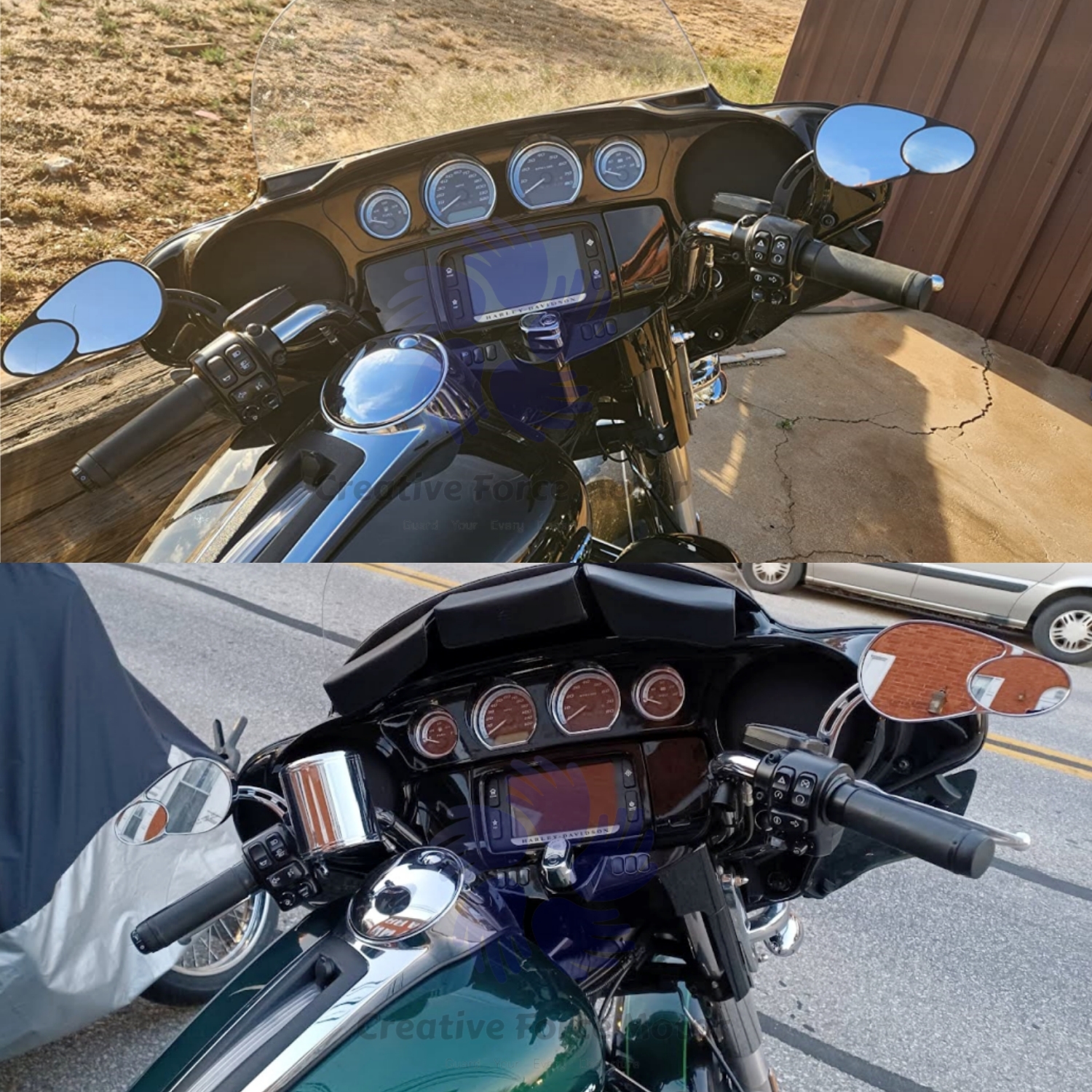 5/16 "Dividir Da Motocicleta Visão Espelhos Retrovisores Para Harley Suzuki Honda KAWASAKI Sportster Touring Road King FLHR Electra Street Glide Fat Boy Património acessórios para motos