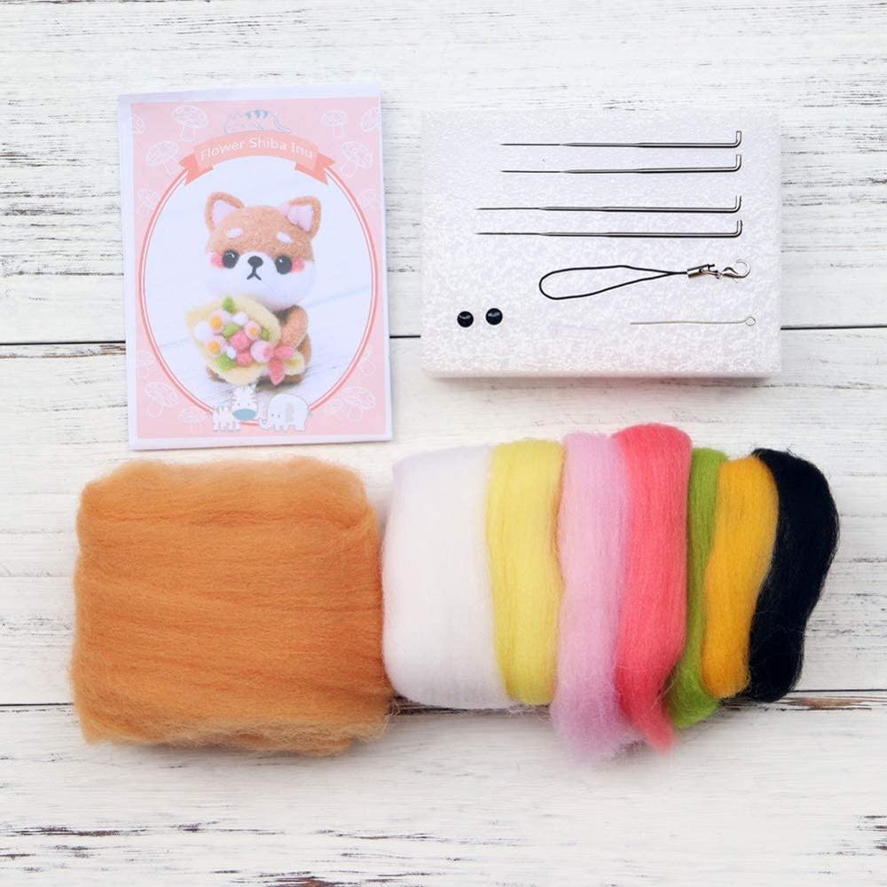 LMDZ Wool Fiber DIY Wool Felt Kit Handle Wool Felt Toys Making Fabric Materials Handcraft Felt Needle For Beginners