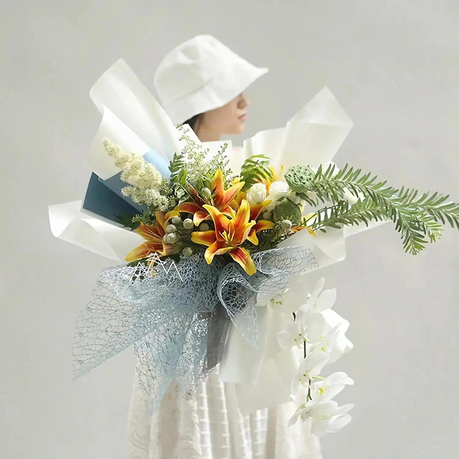 Papier d'emballage de fleurs en maille, filet creux irrégulier, papier pour Bouquet Floral, feuille d'emballage de fleurs fraîches, fournitures d'emballage pour fleuriste
