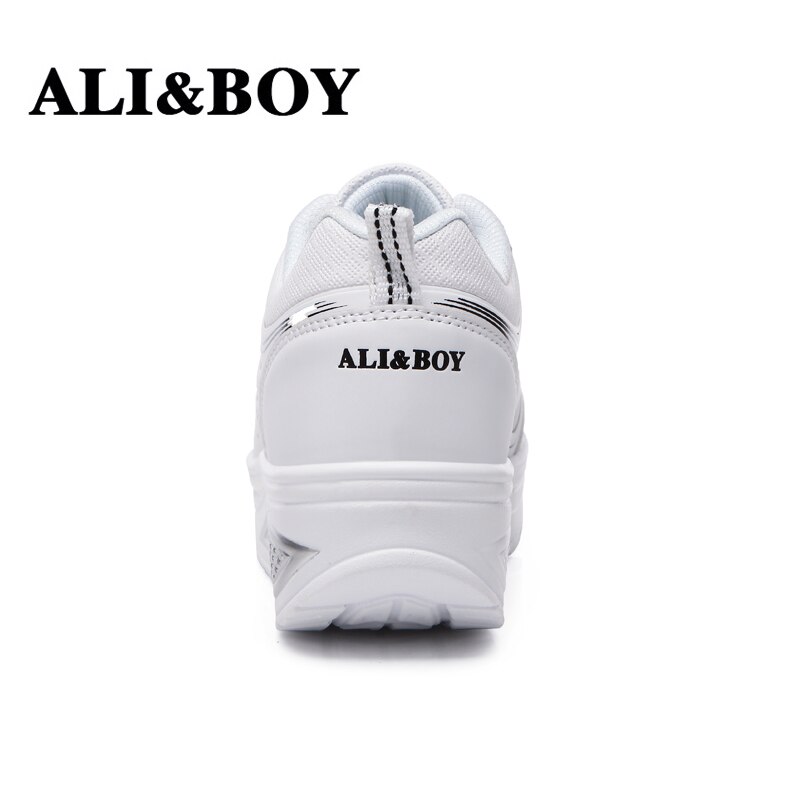 ALI&BOY PU leather women's running shoes Platform Slimming Shoes Ladies Wedges Swing women sport shoes white sneakers woman