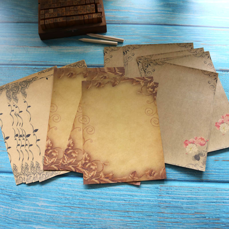 Kraft Brown Letter Paper 16sheets Vintage Flower Letterhead Letter Writing Paper Letter Pad Drawing Sketch Pad Stationery