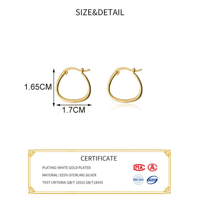 INZATT Real 925 Sterling Silver Minimalist Round Hoop Earrings For Women Party Fine Jewelry Hiphop Accessories