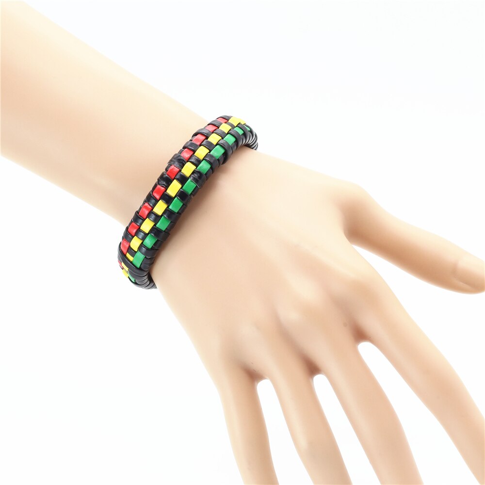 Nowy przyjazd moda na co dzień punk głaz wielobarwność liny tkane splot kobiety skórzane bransoletki mężczyzn kobiet biżuteria męska hurtownie