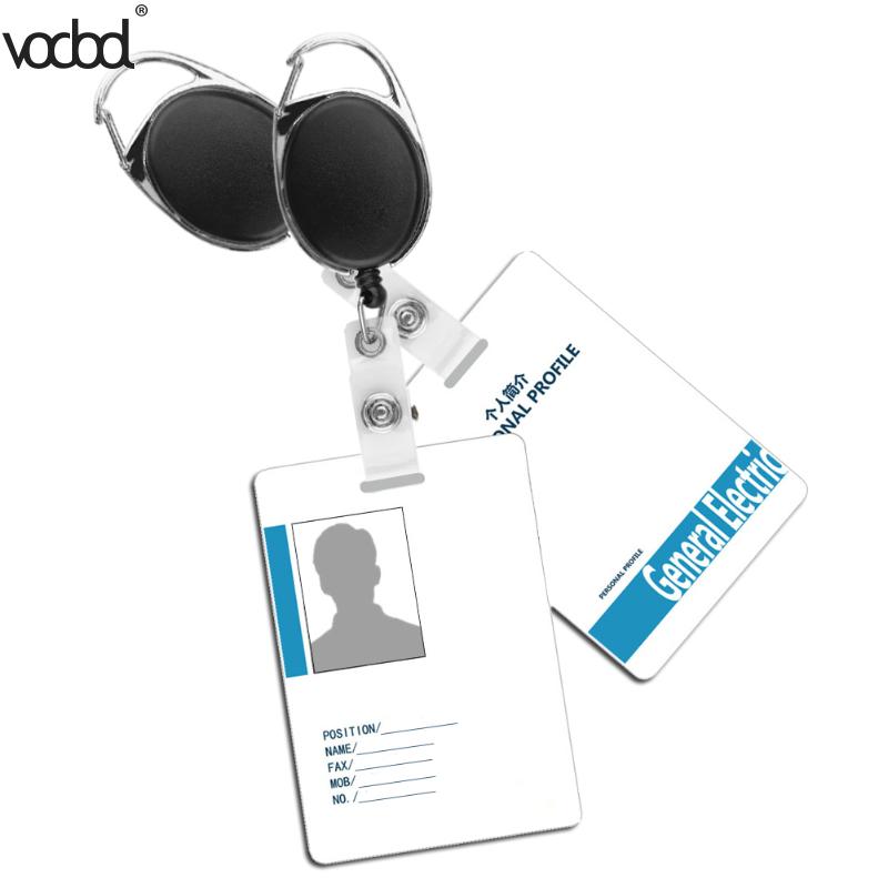 2pcs Black Retractable Pull Key Ring Chain Reel ID Lanyard Name Tag Card Holder Badge Reel Carabiner Style Retractable Holder