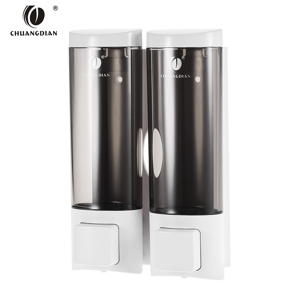 CHUANGDIAN Manual Soap Dispenser 200mlx2 Wall Mount Liquid Shower Gel Dispenser Hand Cleanser for Bathroom Restroom Hotel: White