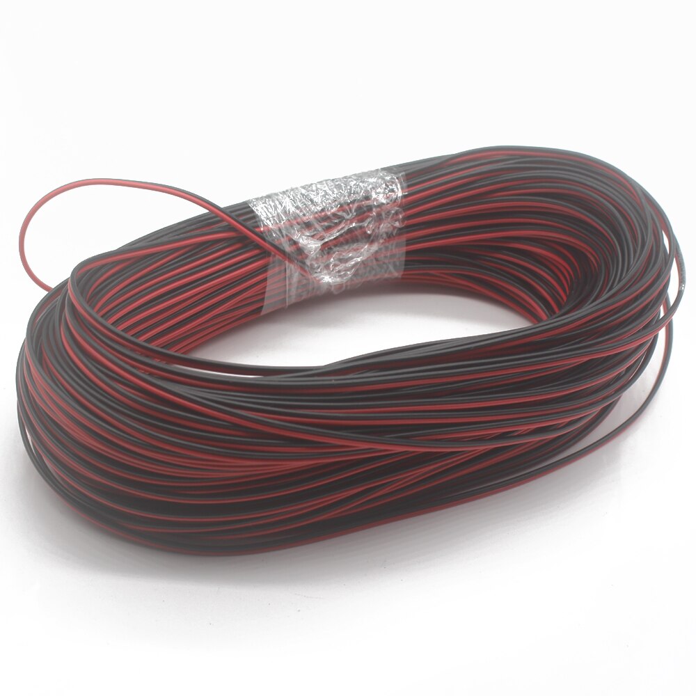 Cable negro rojo de 2 pines, cobre estañado 22AWG, cable aislado de PVC, cable electrónico, cable LED 5/10/20/50/100m