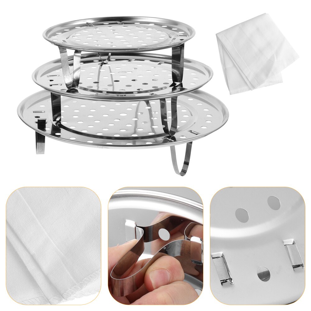 1 Set of Steam Plate Steamer Rack Steaming Dish Food Plate Cooker Rack
