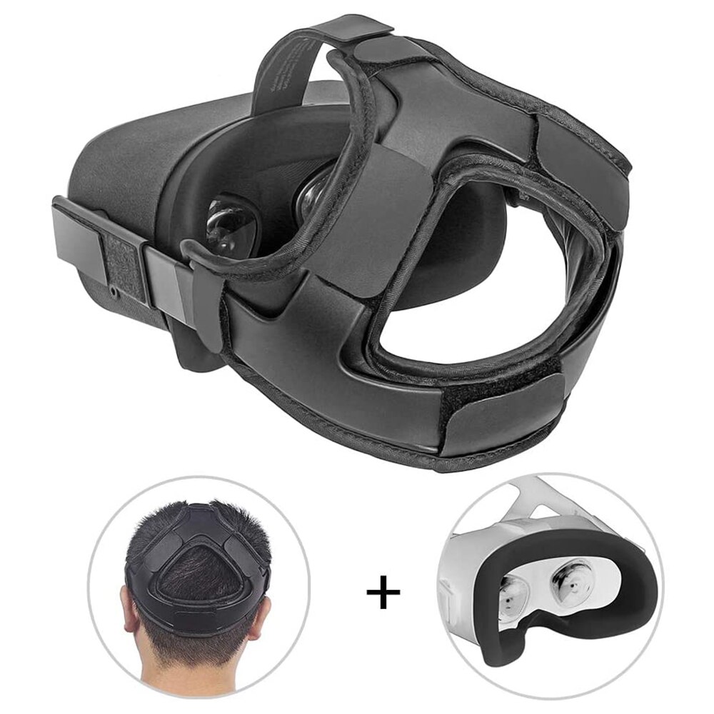 Head Strap Pad & Silicone Face Cover for Oculus Quest Headset, Cushion Pad for Oculus Quest Accessories, Reduce Head Pressure