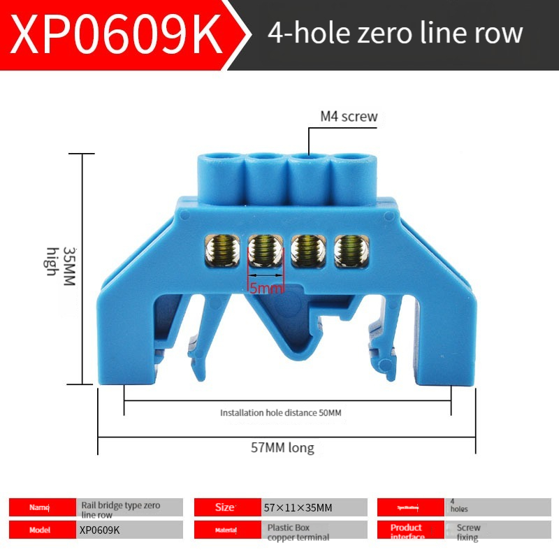 Zero line grounding bar 6 X9 bridge type guide rail distribution box Zero line grounding bar 6X9 parallel wiring terminal ground: army green