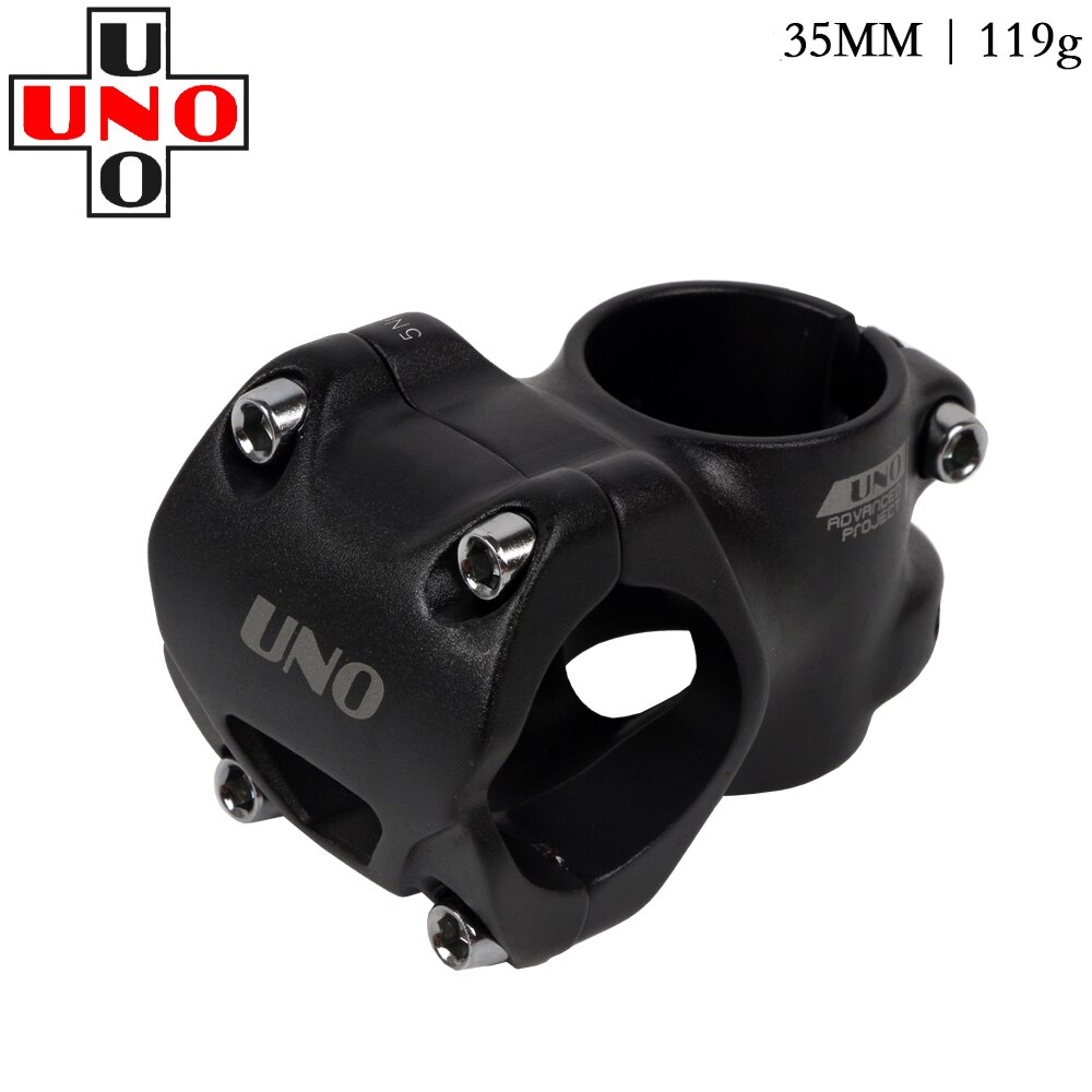 UNO AM DH Mountain Bike Stem 0 Degrees 35/45mm CNC 31.8 Road Bicycle Handlebar Stem: 0 degrees 35mm black