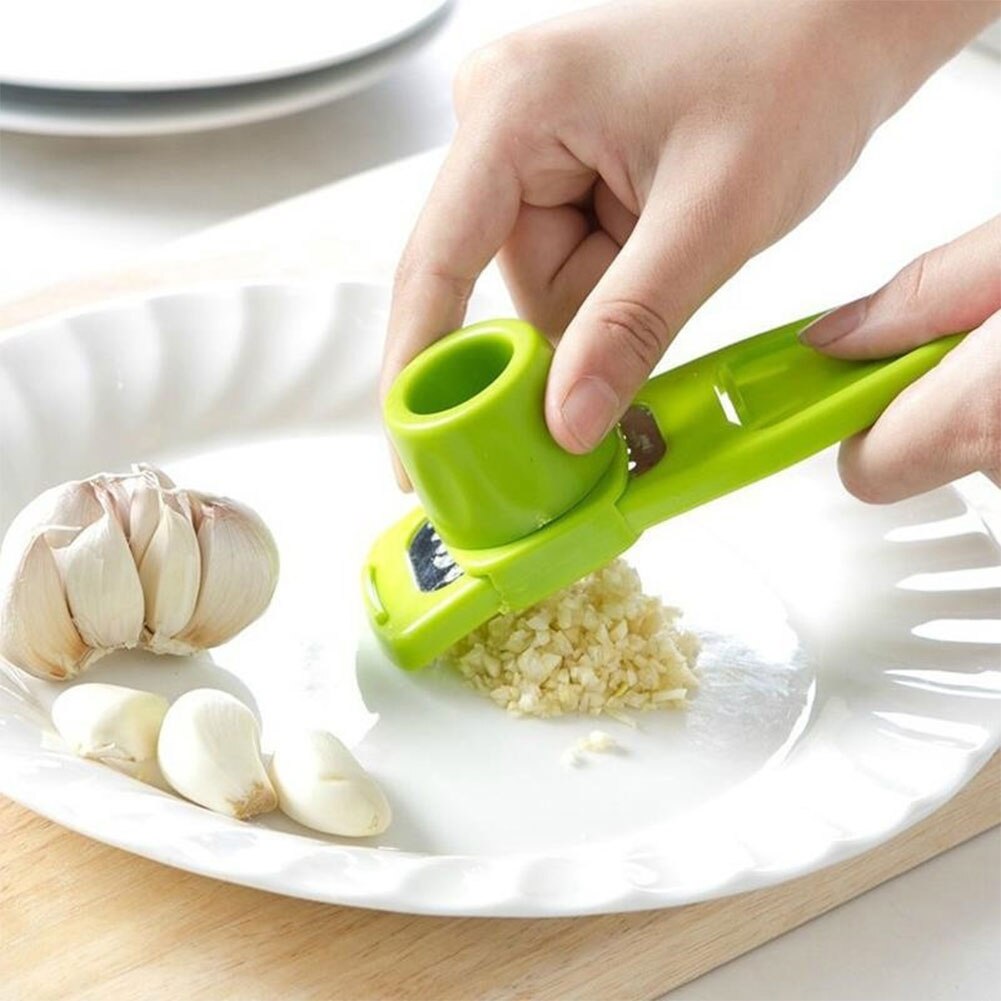 Rostfritt stål vitlökshackare köksprylar rostfritt stål mini vitlökskrossare köksredskap: Ljusgrön