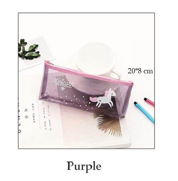 Estuche transparente de unicornio para lápices, estuche escolar de gran capacidad con cremallera, bolsa de almacenamiento, caja de suministros para la escuela, de papelería: 1
