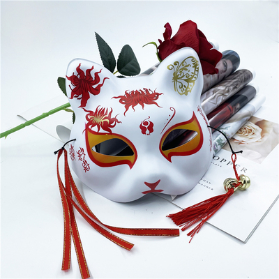 Japanese Hefeng Mask Half Face Women&#39;s Hand Painted Masquerade Dance Hanfu Accessories: Y135