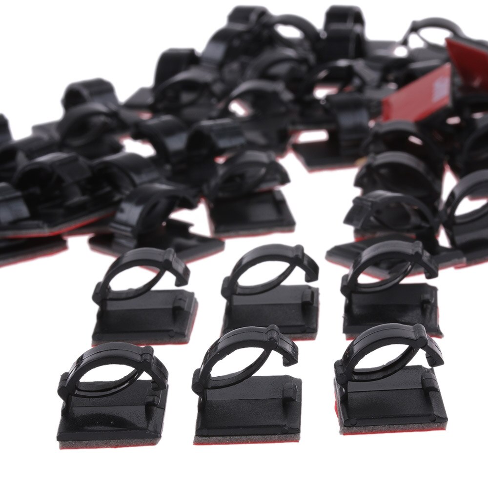 DAYFULI 50pcs/bag Sticky Plastic Self-adhesive Wire Tie Cable Clamp Clip for Car Dash Cam GPS