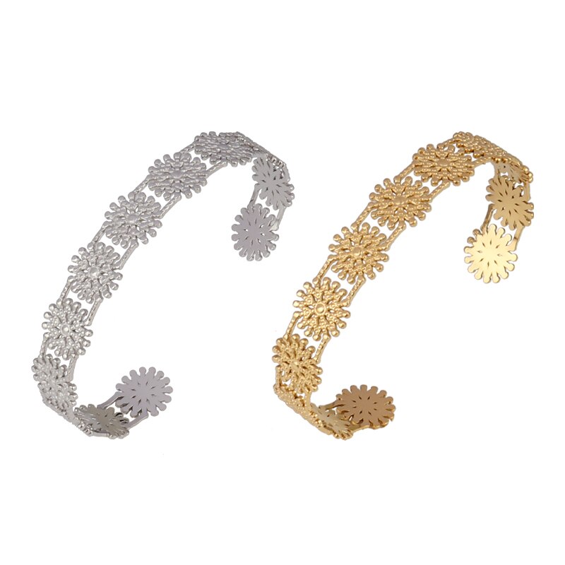 Punk Stainless Steel Bracelet Bangle Bracelet Women Bracelet Leaf Charms Bracelet Cuff Opening Bracelet For Women Jewelry: 2138-2139 / Gold