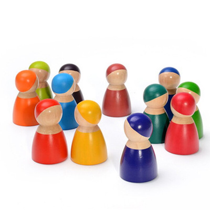 Arcobaleno Bambini Giocattoli Arcoiris Blocchi di Legno Giocattoli Per I Bambini Il Divertimento di Gioco Blocchi di Costruzione Giocattoli Educativi di Legno Montessori: WJ3536-12REN