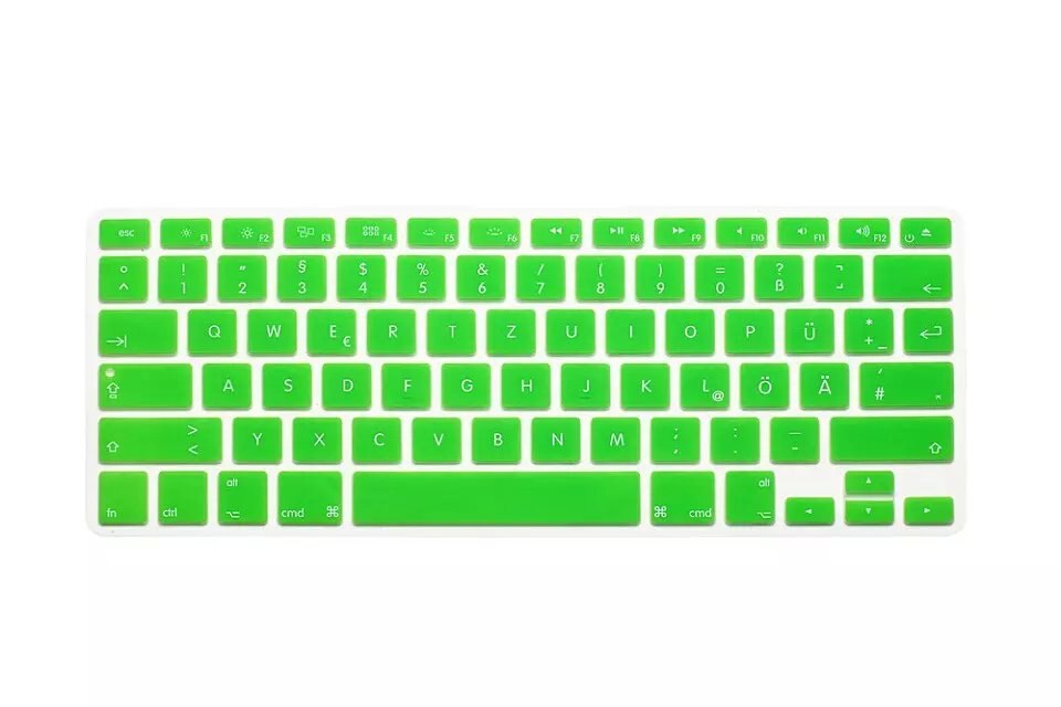 US Layout Duitse Letters Toetsenbord Beschermer Voor Macbook Air Pro Retina 13 &quot;15&quot; 17 &quot;Laptop Skin Covers voor Mac book 13 15 QWERTZ: green