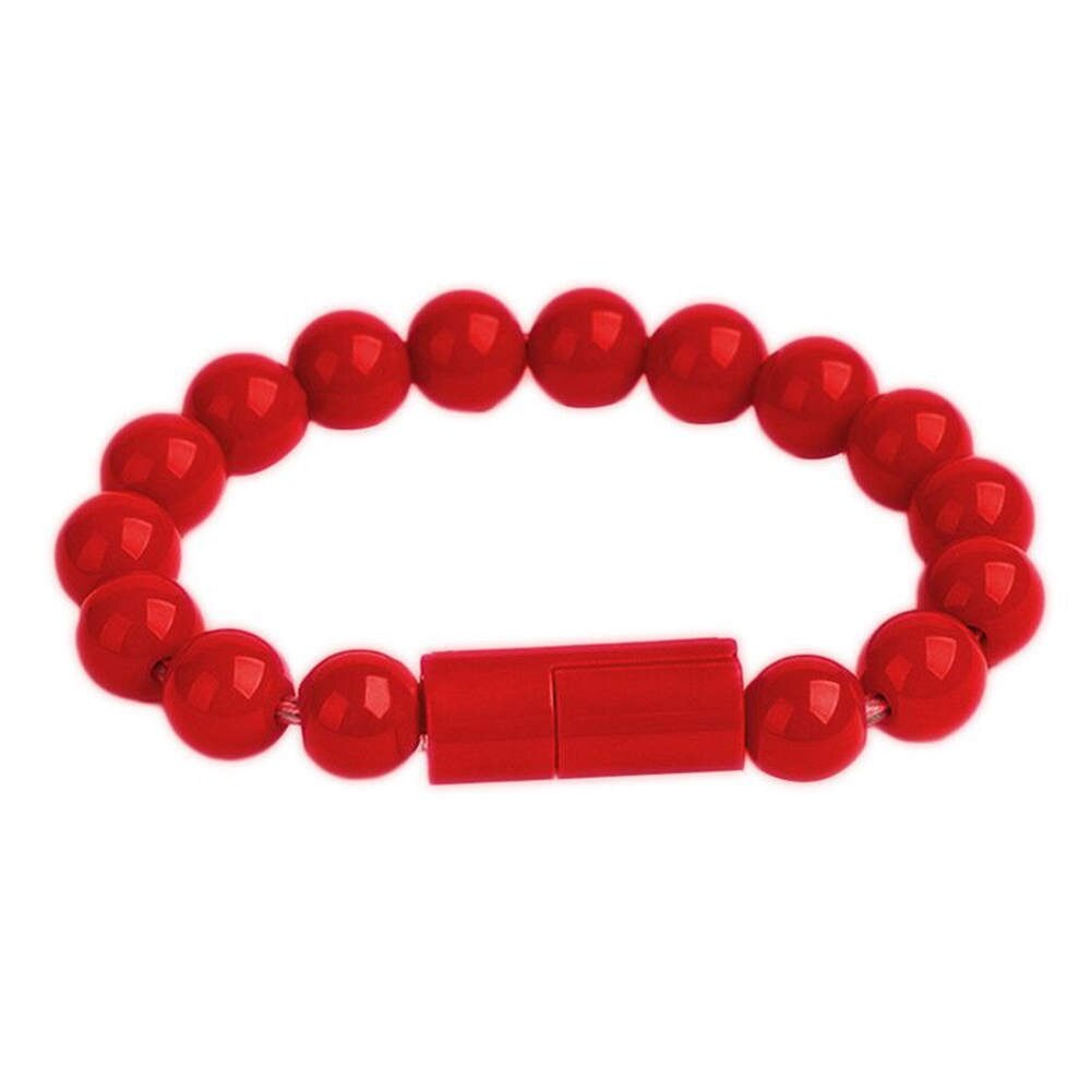 Ładowarka USB do telefonu bransoletka do ładowania kabel do transmisji danych poręczna bransoletka z koralikami ładowarka do iphone'a Samsung typ C Micro USB telefony z systemem Android: red / for Micro USB