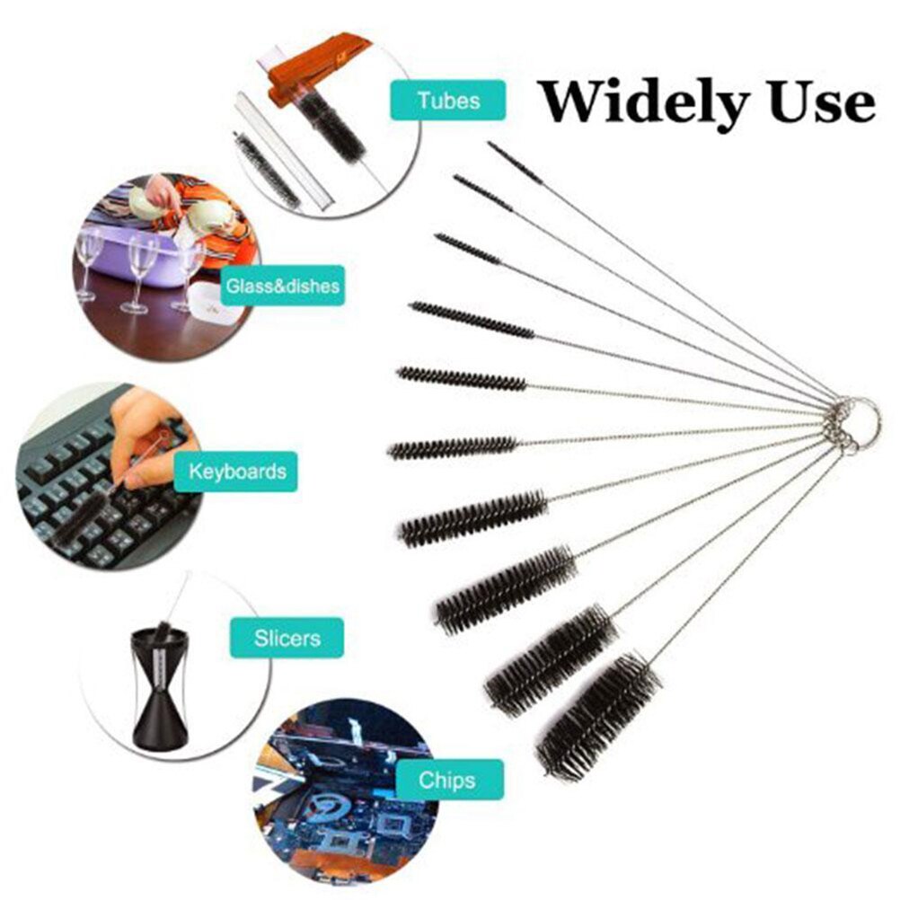 10 pièces/ensemble Tube à essai brosses métal verre propre Fumar biberon Tube à essai verre brosse de nettoyage