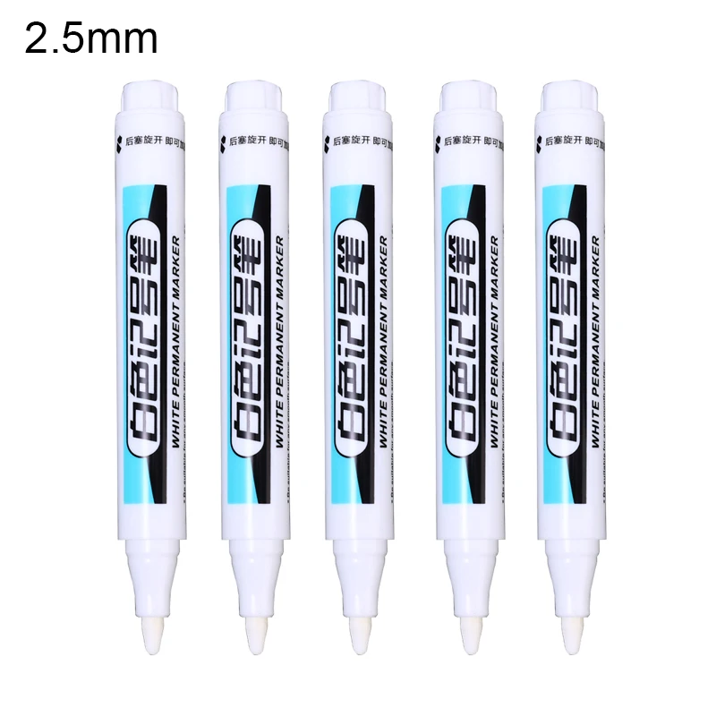 5/1Stck Fettige Weiße Marker Stift Graffiti Stifte Wasserdicht dauerhaft Gel Bleistift Reifen Notizbuch Glas Malerei Stift 0,7mm 1mm 2,5mm