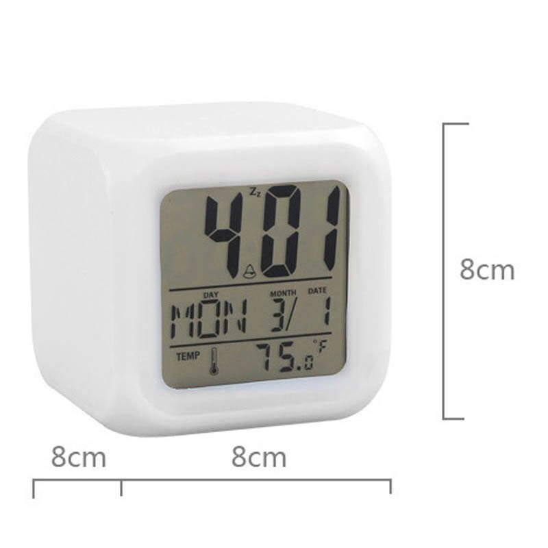 Led alarm colock 7 farver skiftende digital skrivebordsgadget digital alarm termometer natglødende terning led ur hjem