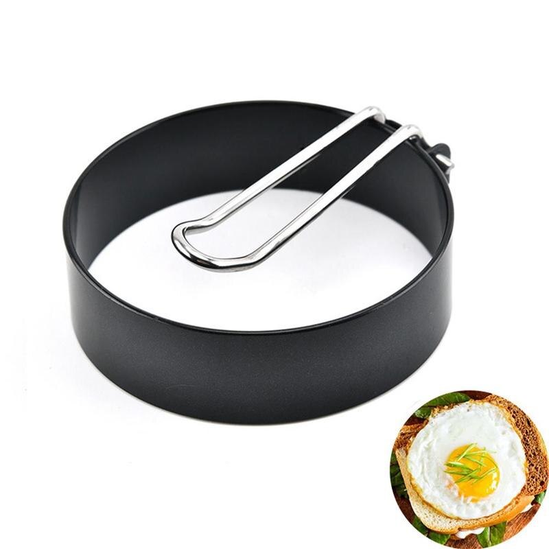 1 pieza de molde de huevo frito silicona con mango de hamburguesas redondas multiusos/pasteles de cangrejo/moldes de panqueques herramientas de cocina para principiantes