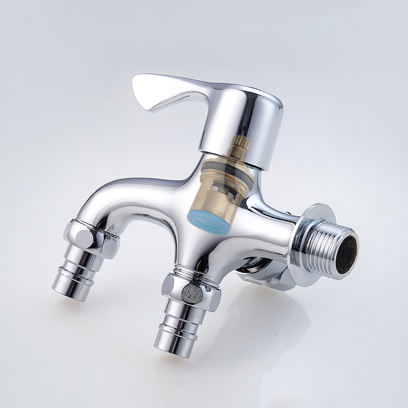 Wall Mounted Washing Machine Faucet Double Water Outlet Dual Handle Cold Water Tap Garden Washing Machine Bibcock Mop Pool Tap