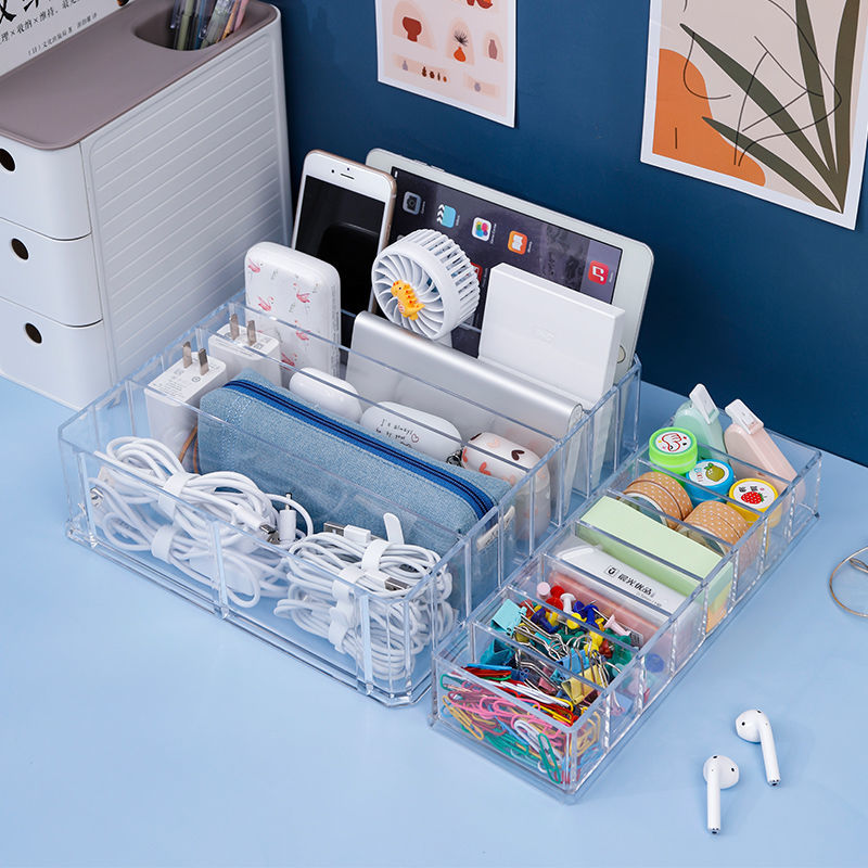 Boîte de rangement de câbles de données, bureau disposé le chargeur gestion des câbles artefact acrylique Transparent avec couvercle organisateur