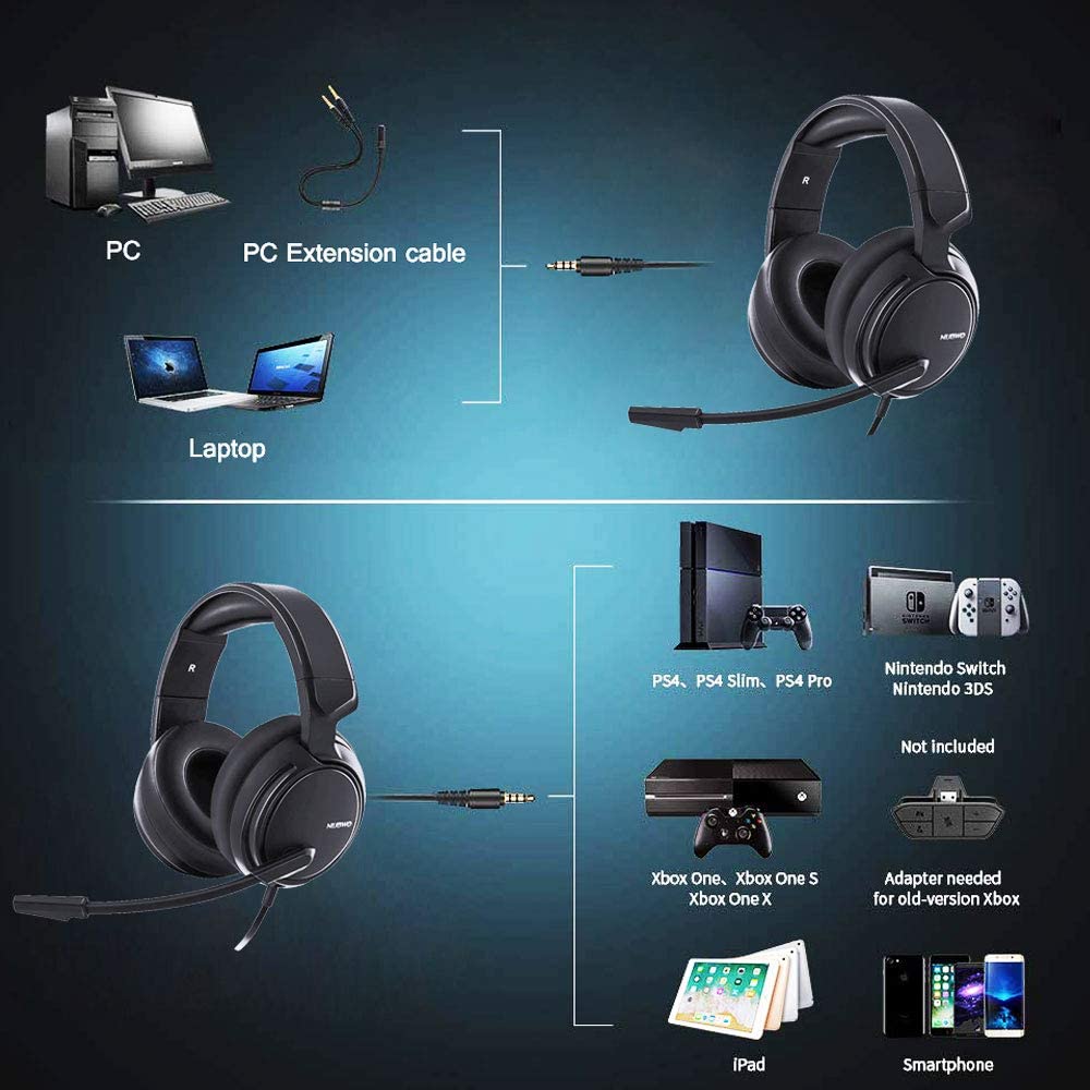 UNITOP NUBWO N12 3.5mm Gaming Headset Music Headphones Stereo Over Ear Wired Earphones With Microphone For PC PS4 Skype Xbox One