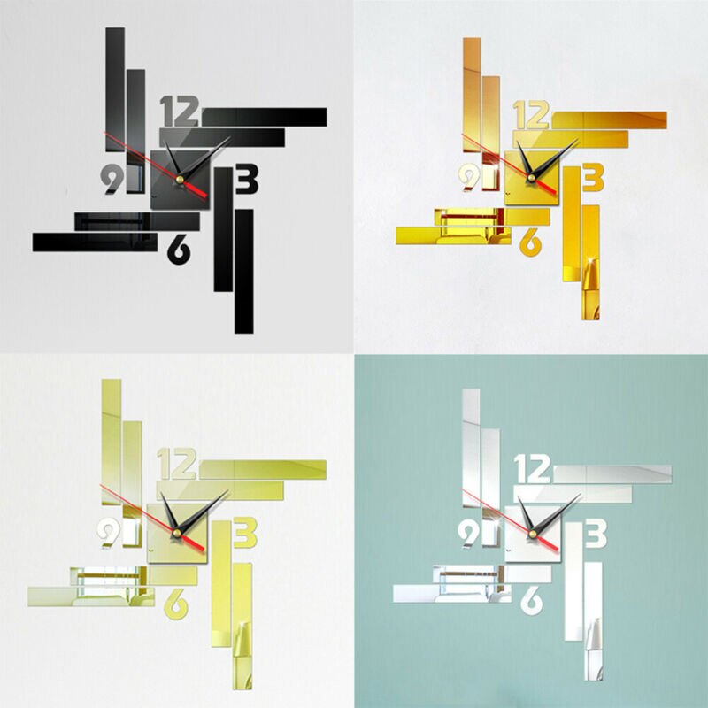 Mode Wandklok Horloge Grote Moderne Eenvoudige DIY Spiegel Sticker Decal 3D Romeinse Cijfer Thuis