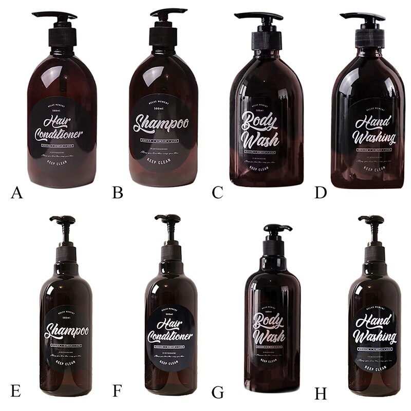 500ml nordisk brun bad genopfyldelig flaske shower gel shampoo tryk flaske shower gel genopfyldelig tomme bad opbevaringsflasker