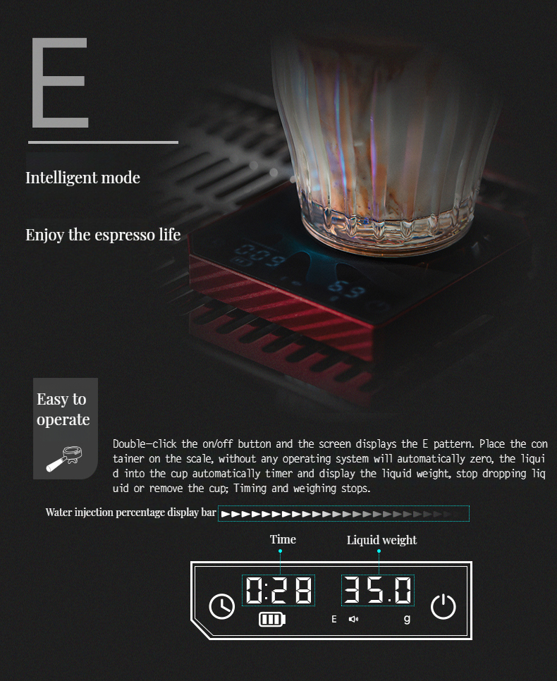Muvna metal elektronisk espressovægt 0.1/ g højpræcisionskaffevægt / espressovægt med timer
